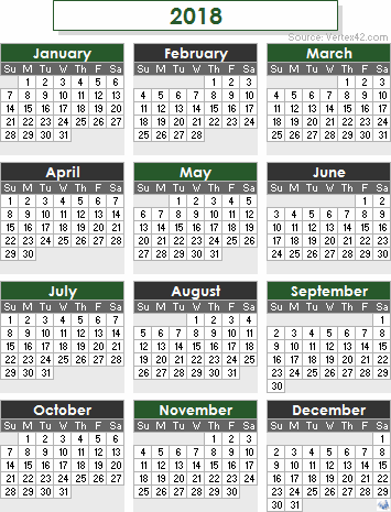 2018 Calendar