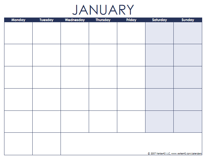 Blank Calendar Template Free Printable Blank Calendars By Vertex42